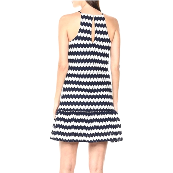 NWT Trina Turk Navy & White Zig-zag Mini dress, Size S - Picture 2 of 8